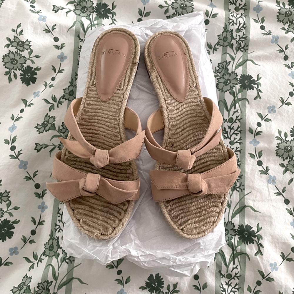Alexandre Birman Nude Pink Espadrille Knot Slide Sandals